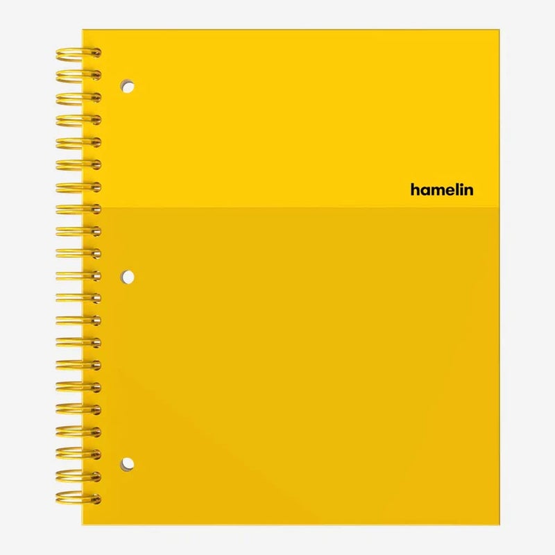 Hamelin, Spiral Notebook, 8.5x11in, College Ruled, Hardcover, 90shts/180 Pages, 3 Subject Notebook, SUNSHINE Yellow - Image 1